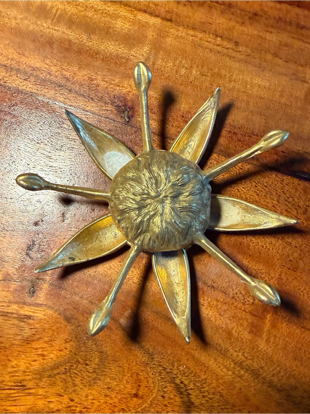 MCM Brass Ashtray Vintage Mid Century Modern Atomic Starburst Decor Pre-Owned